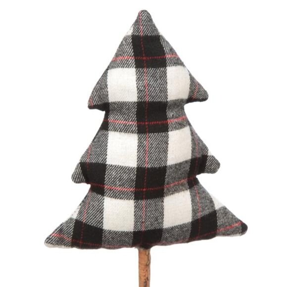 Holiday Time Christmas Plaid Fabric Tree Table Top Decorations in Black - Picture 9 of 10